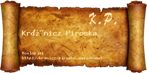 Kránicz Piroska névjegykártya