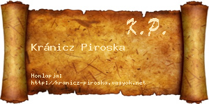 Kránicz Piroska névjegykártya